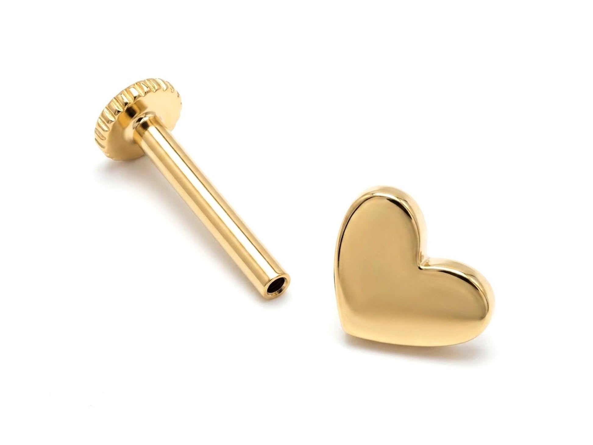 Heart Tragus Earring 16G Labret Jewellery - 14K Gold Piercing