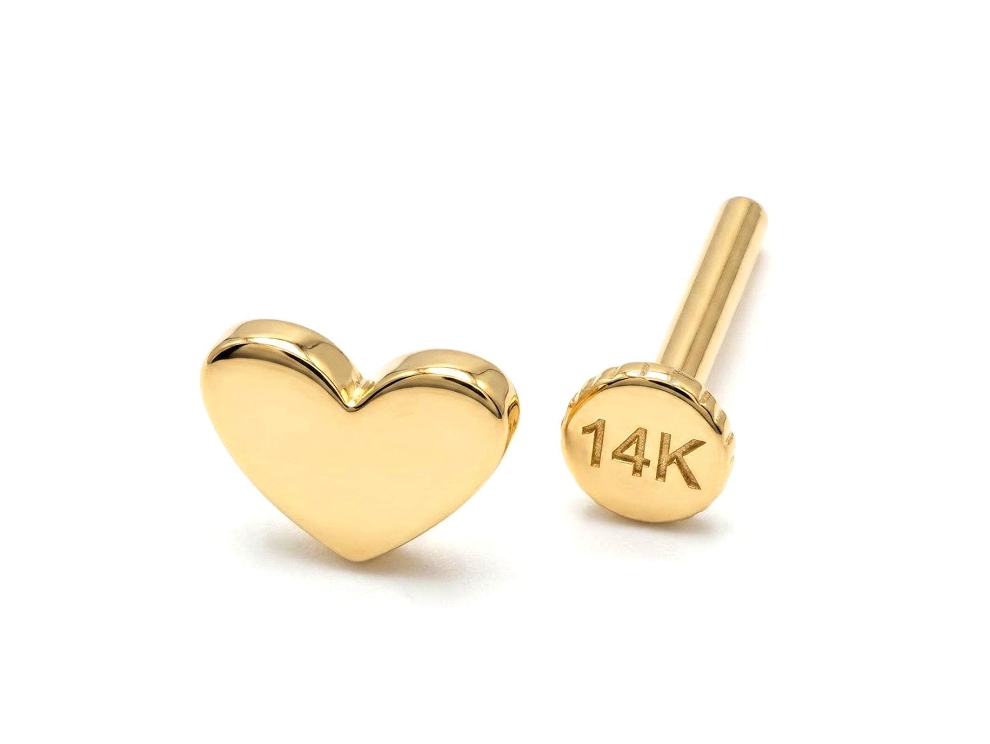 Heart Tragus Earring 16G Labret Jewellery - 14K Gold Piercing
