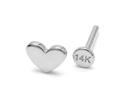 Heart Tragus Earring 16G Labret Jewellery - 14K Gold Piercing