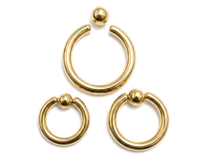 Titanium Gold Captive Bead Ring: Body Piercing Jewelry - Septum, Lip, Ear