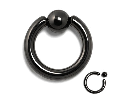 Titanium Black Captive Bead Ring: Body Piercing Jewelry - Septum, Lip, Ear