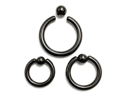 Titanium Black Captive Bead Ring: Body Piercing Jewelry - Septum, Lip, Ear