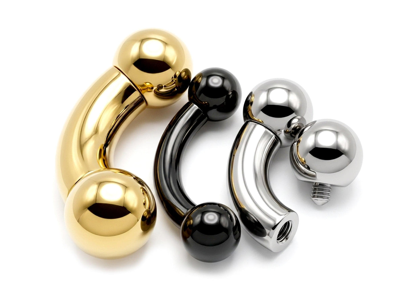 Titanium Big gauge Curved Barbell Piercing, Prince Albert jewelry, PA ring - Body Jewellery