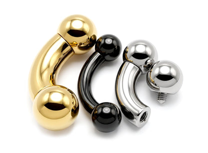 Titanium Big gauge Curved Barbell Piercing, Prince Albert jewelry, PA ring - Body Jewellery