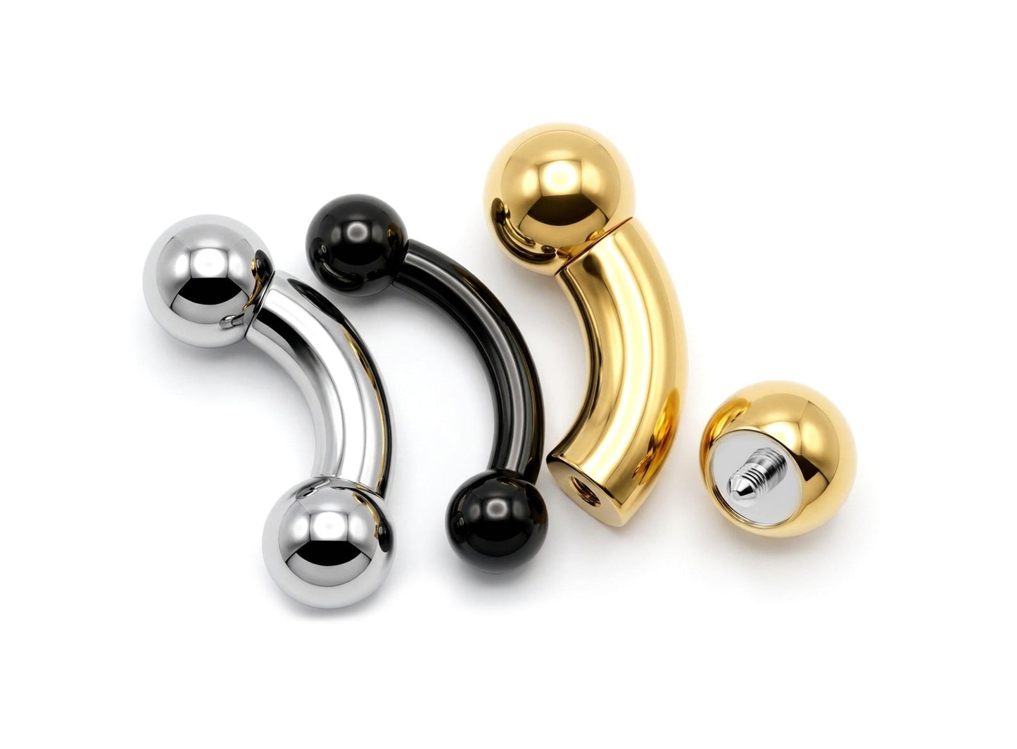 Titanium Big gauge Curved Barbell Piercing, Prince Albert jewelry, PA ring - Body Jewellery