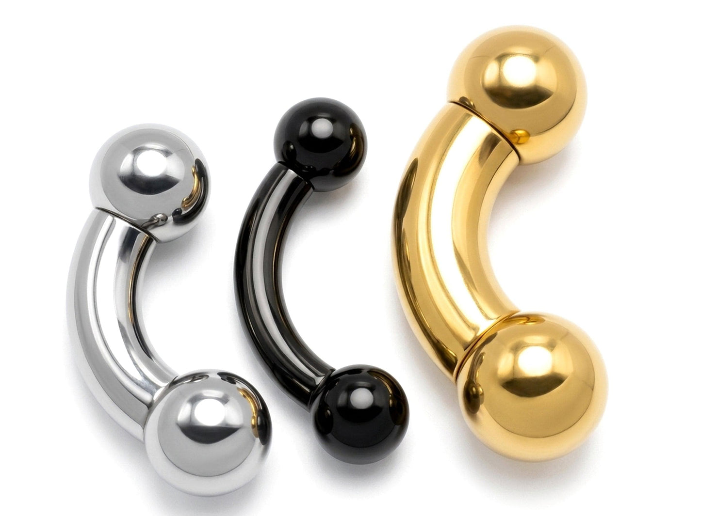 Titanium Big gauge Curved Barbell Piercing, Prince Albert jewelry, PA ring - Body Jewellery