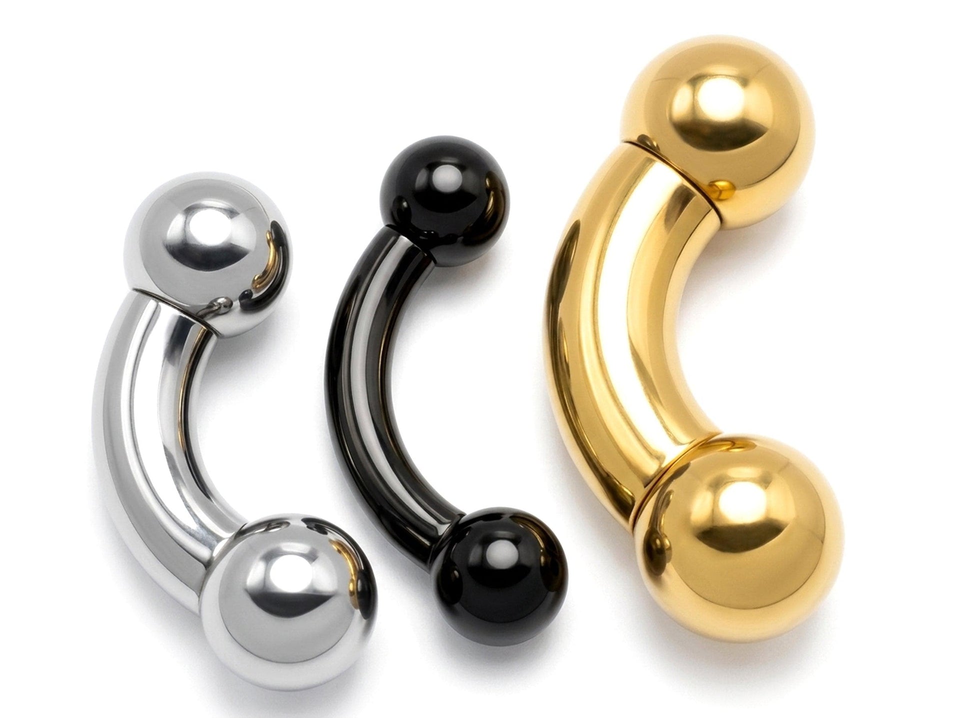 Titanium Big gauge Curved Barbell Piercing, Prince Albert jewelry, PA ring - Body Jewellery