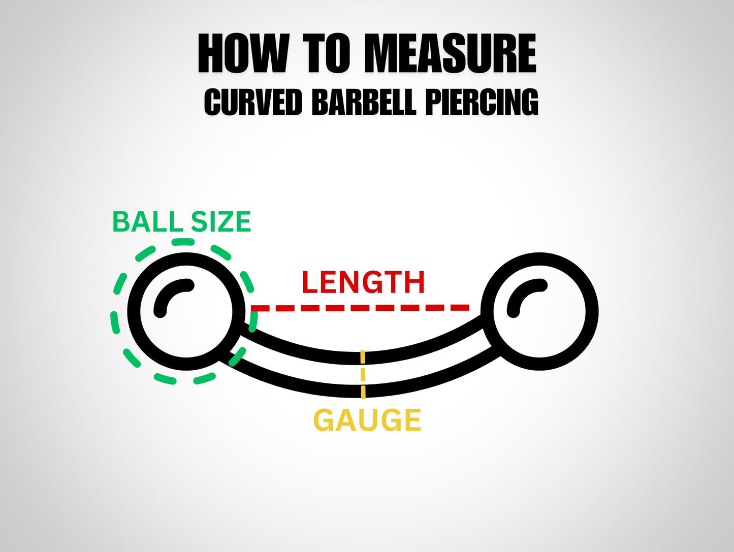 Titanium Big gauge Curved Barbell Piercing, Prince Albert jewelry, PA ring - Body Jewellery