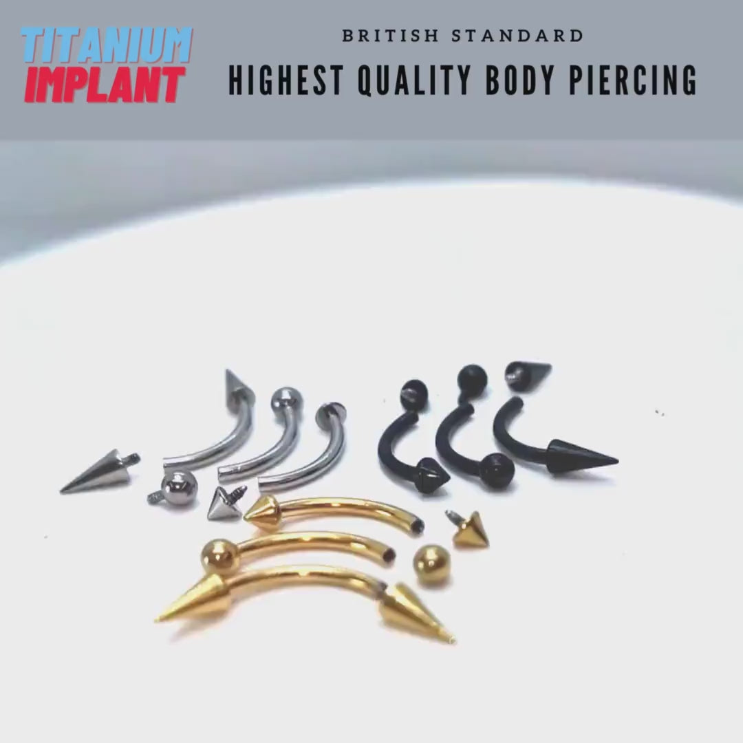 Titanium Eyebrow Piercing Curved Barbell - 16G 14G Internally Threaded Eyebrow Jewelry, Anti Eyebrow - Piercing Combination