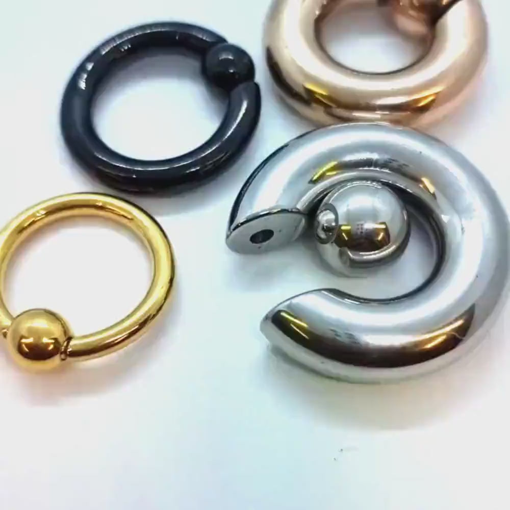 Ball Hoop Earrings, BCR/CBR Nose Ring - 18g to 00g Big Gauges with Spring Ball Dainty Nose Ring Hoop, PA Ring - Body Piercing for Ear, Nose