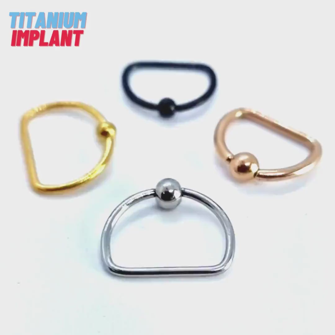 Black Nipple Jewelry D-Ring Piercing - 2pcs Titanium Nipple Piercing Ring Body Piercing also for Septum Nose Ring