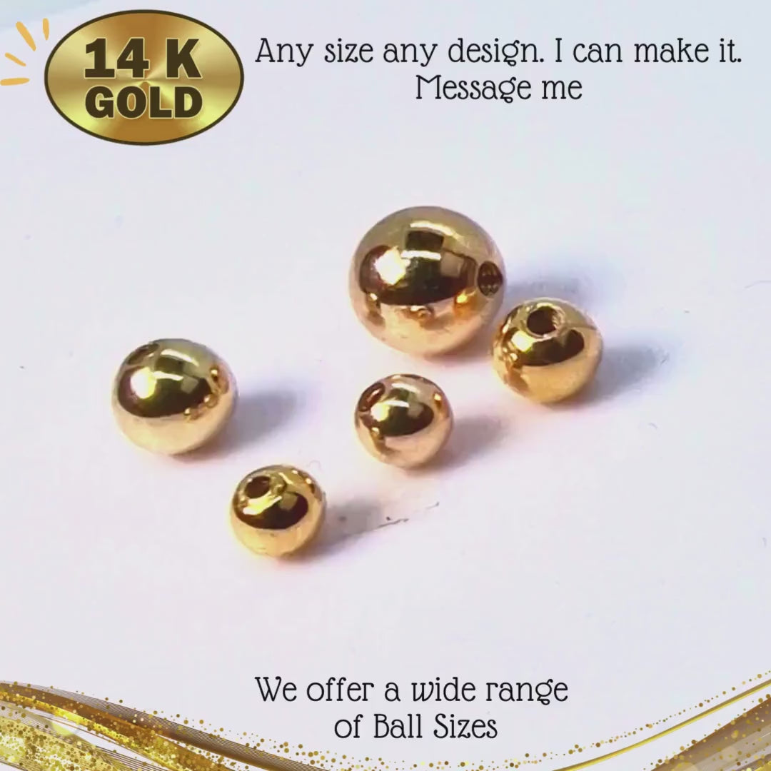 14K Solid Gold Threaded Piercing Balls -  Replacement, Loose Parts Piercing Jewelry for Barbells, Labrets, Horseshoe Piercing