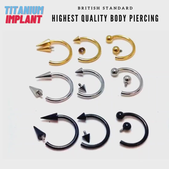 Titanium Internal Threading Ball/Cone/Spike Gold Septum Jewelry, Circular Barbell Septum Ring - 16G to 00G Horseshoe Barbell Lip Jewelry