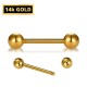 14K Solid Gold Straight Barbell Piercing