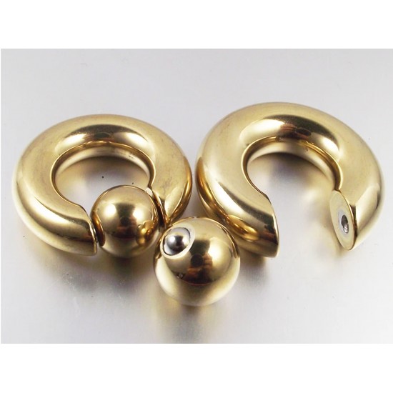 Gold Plated Ball Closure Ring BCR , Captive Ball Hoops PA Ring with Spring Ball