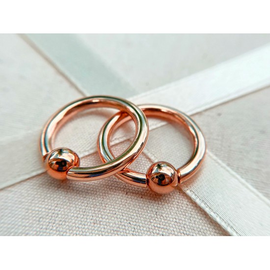 Rose Gold Plated Ball Closure Ring BCR , Captive Ball Hoops PA Ring with Spring Ball