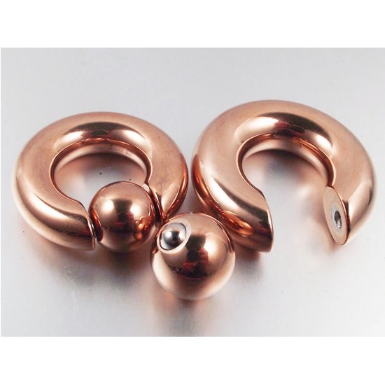 Rose Gold Plated Ball Closure Ring BCR , Captive Ball Hoops PA Ring with Spring Ball