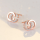 CC Silver Stud Earrings | Double C | Austrian Diamond Cut AAA Crystals- Exquisite CC Style Chic Letter Design- Silver Gold Rose Gold