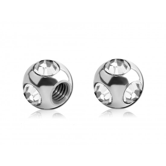 Replacement Piercing Parts, Loose Part – 1 Pair (2pcs) Multi Crystal Stone Ball Attachment for Piercing like labret, Barbell, Septum ring, Curved Barbell - Quality Tested by Sheffield Assay Office England