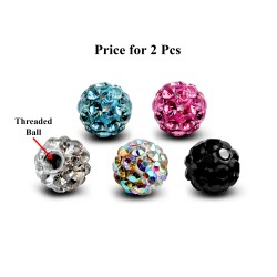 Shamballa Threaded Balls - (2PCS) - 14g to 20g -  size 3mm to 6mm