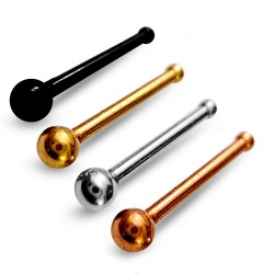 Nose Pin, Nose Studs - 20G (0.8mm) Nose Piercing Color Steel, Black, Gold Plating, Rose Gold Plating - Quality Tested by Sheffield Assay Office England