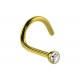 Nostril Screw, 20G Nostril Stud with Bezel Set Clear CZ Crystal - Available in many Colours Steel, Black, Gold and Rose Gold