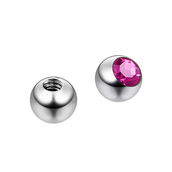Titanium Threaded Gem Balls Body Piercing Jewelry - 2pcs - AAA Laser Cut Crystals