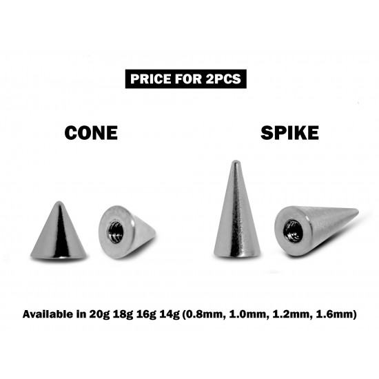 Surgical Steel Spike Replacement Parts for Piercing - 2pcs Colored Spike Loose Part