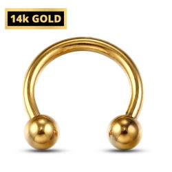 14K Solid Gold Circular Barbell, Horseshoe CBB Piercing