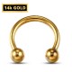 14K Solid Gold Circular Barbell, Horseshoe CBB Piercing