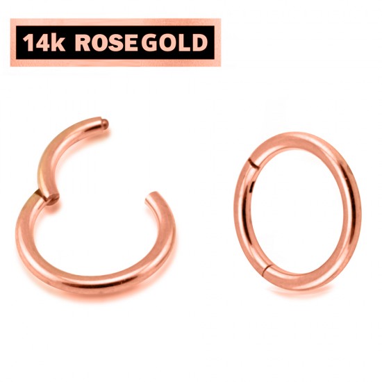14K Rose Gold Segment Hinged Ring, 16G Septum Ring, Lip Ring - 1pc each order
