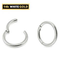 14K White Gold Segment Hinged Ring, 16G Septum Ring, Lip Ring - 1pc each order