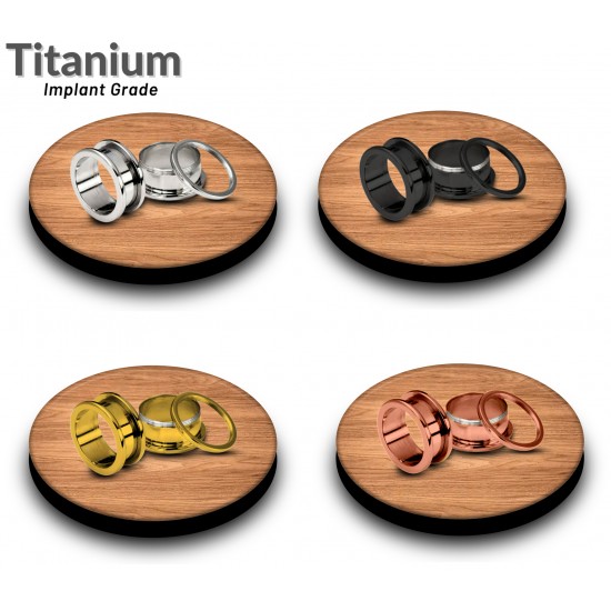 Titanium Flesh Tunnel Plugs Screw Ear Stretcher - Expander Body Piercing - Quality tested at Sheffield Assay England