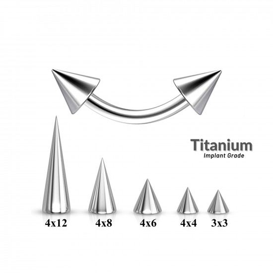Titanium CONES / SPIKES Body Piercing Jewelry Parts - (2pcs) 14g (1.6mm)