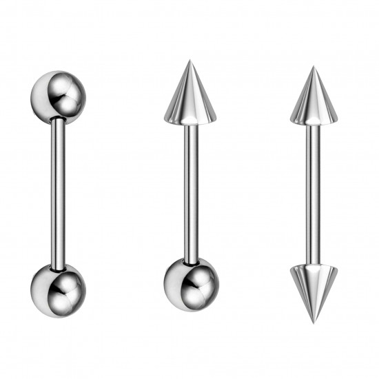 Titanium Straight Barbell/ Industrial Barbell Piercings - Body parts 14G (1.6mm) - Quality tested by Sheffield Assay Office England