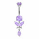 Surgical Steel Belly Bars 1.6mm / 14G with Butterfly Dangle Drop CZ Crystals - Various Colours - All our Jewellery is Quality Checked by Sheffield Assay office