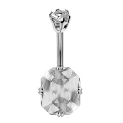 Surgical Steel Belly Bars 1.6mm / 14G with Silver Base Solitaire CZ Crystals - Various Colors