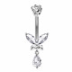 Sterling Silver Dangle Butterfly CZ Crystal Belly Bars 1.6mm / 14G - Various Colours - All our Jewellery is Quality Checked by Sheffield Assay office