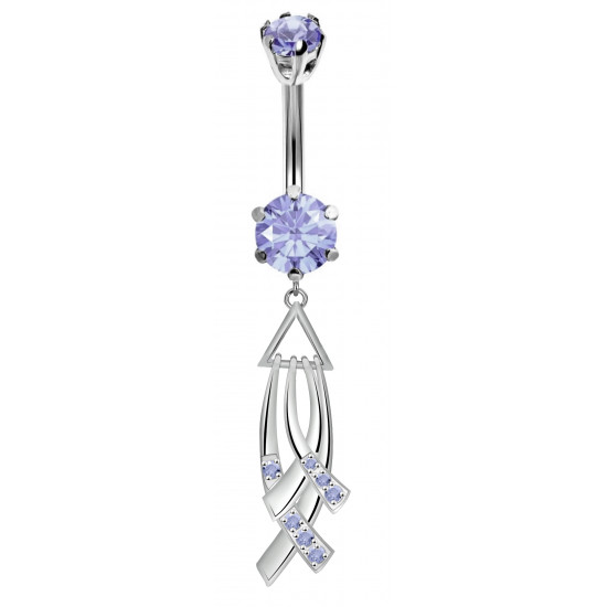 Sterling Silver Fashion Dangle CZ Crystal Belly Bars 1.6mm / 14G - Various Colours - All our Jewellery is Quality Checked by Sheffield Assay office