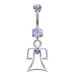 Sterling Silver Guardian Angel CZ Crystal Belly Bars 1.6mm / 14G - Various Colours - All our Jewellery is Quality Checked by Sheffield Assay office
