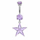 Sterling Silver Star Shape Dangle CZ Crystal Belly Bars 1.6mm / 14G - Various Colours - All our Jewellery is Quality Checked by Sheffield Assay office
