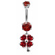 Sterling Lucky Clover Leaf Dangle CZ Crystal Belly Bars 1.6mm / 14G - Various Colours - All our Jewellery is Quality Checked by Sheffield Assay office