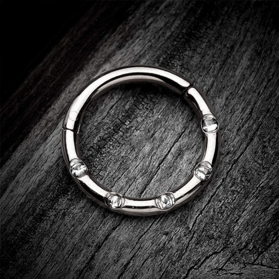 Titanium Segment Hinged Ring -  Opens & Closes Seamlessly - Top Quality - AAA Laser Cut Round Crystals - Quality tested by Sheffield Assay Office England