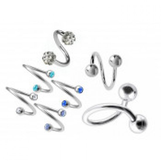Titanium Twisted Barbell Piercings - 20G, 18G 16G 14G - Quality tested by Sheffield Assay Office England
