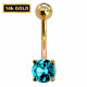 14K Gold Belly Bar - Solitaire Round
