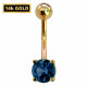 14K Gold Belly Bar - Solitaire Round
