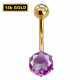 14K Gold Belly Bar - Round Centre