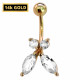 14K Gold Butterfly shaped Belly Bar