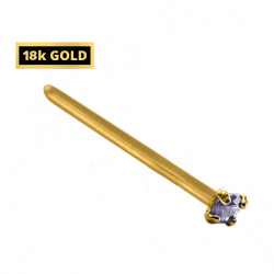 18K Gold Straight Nose Pin with Square CZ Crystals