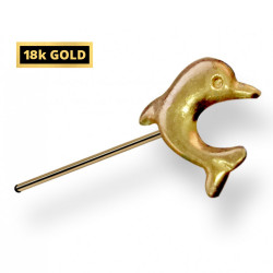 18K Gold Straight Plain Dolphin Nose Pin